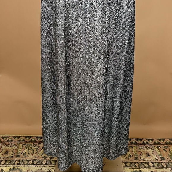 Vintage Metallic Silver and Black Collared Shirt with Matching Skirt Set - Picture 5 of 10